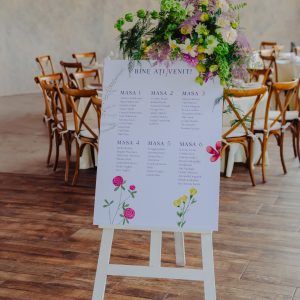 Șevalet din lemn cu așezarea la mese - OPIS